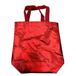 Athleta Shimmering Red Metallic Holographic Tote Bag Reusable 15" Y2K Glam